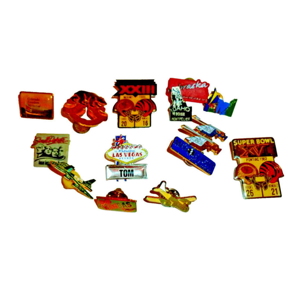 Lot Pin Hat Pin Vintage Travel Super Bowl‎ XVI XXII Certo Ictu Dirigo Avia Sport